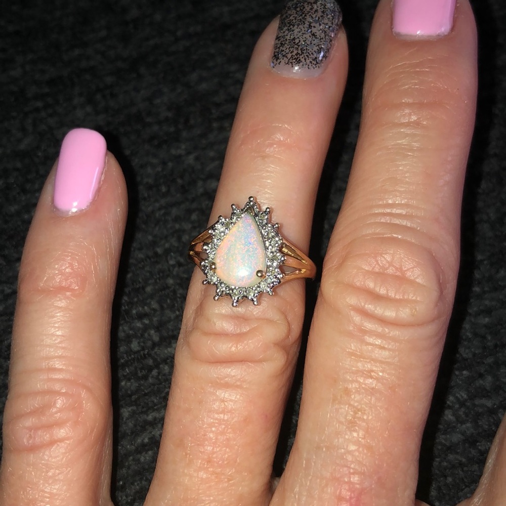 COPY - 10kt gold opal and diamond ring